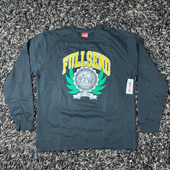 Full Send Weed University Black Pullover Crewneck Mens Sz XL New NWT - Picture 1 of 5